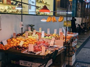 Various fruits for sale at market stall