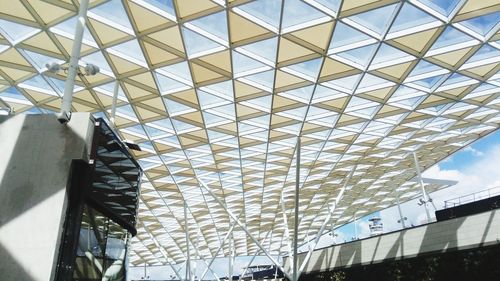 Low angle view of glass ceiling