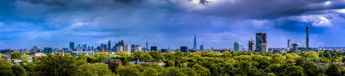 Panoramic view of cityscape against sky