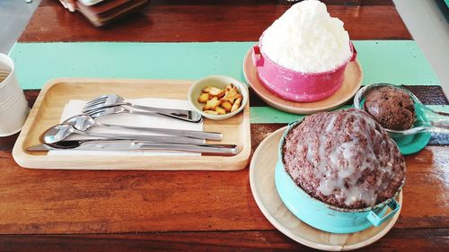 High angle view of food on table