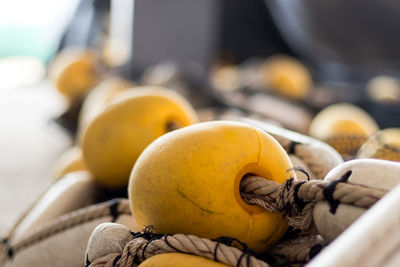 Close-up of yellow fruit on table