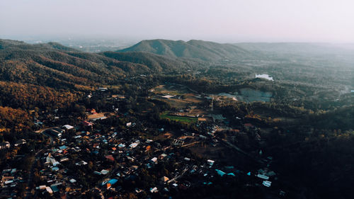 High angle view of townscape against sky