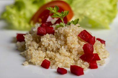 Close-up of dessert served in plate