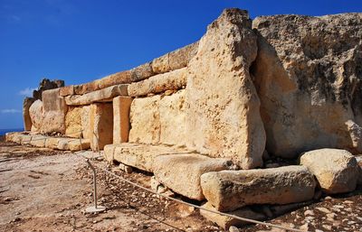 Low angle view of old ruins against clear sky