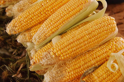 High angle view of corns for sale