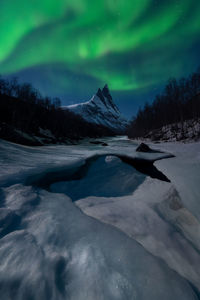 Scenic view of snow covered mountain