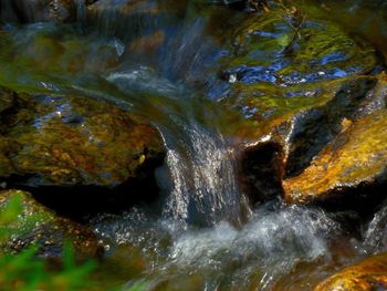 Close-up of water flowing through rocks