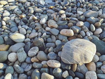 Full frame shot of pebbles on beach