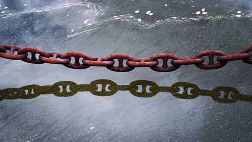 Close-up of chain on wall