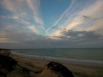 Scenic view of sea against cloudy sky