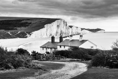 Houses by sea at seven sisters country park