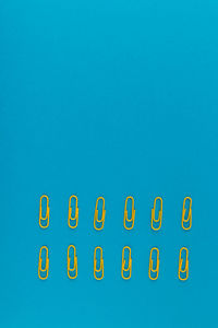 Close-up of text on blue background