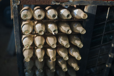 Close-up of metal in container