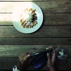 Directly above shot of woman feet