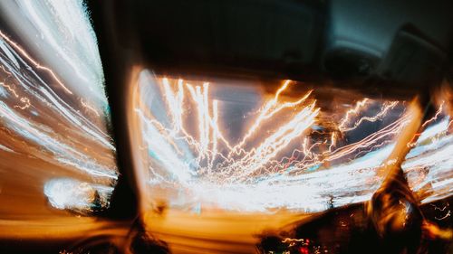 Light trails on fire at night