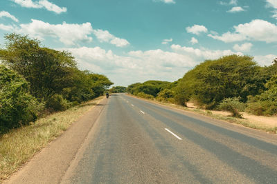 Road amidst trees against sky