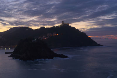 Scenic view of beach against sky during sunset