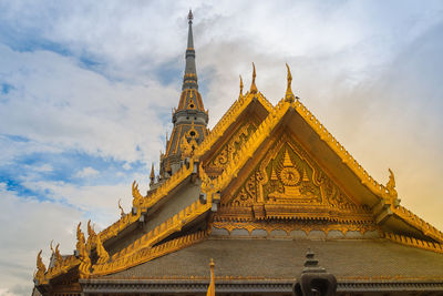 Low angle view of temple building against sky