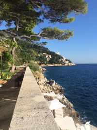 Scenic view of sea against clear sky