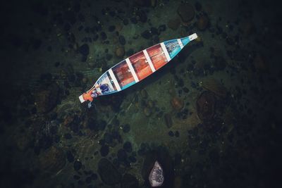 High angle view of a rowing boat 