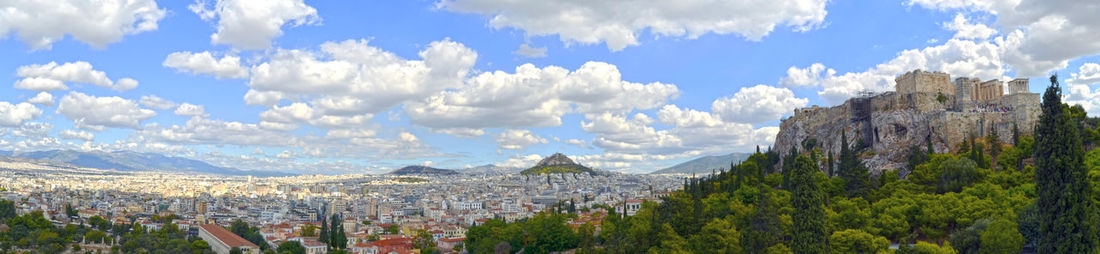 Panoramic shot of townscape against sky