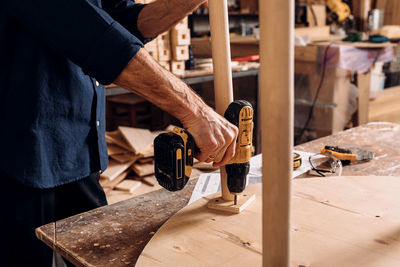 Man working on table