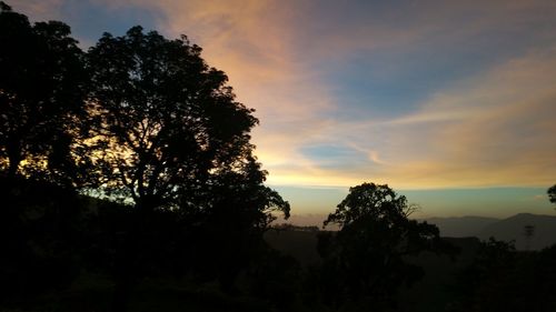 Silhouette of trees against sky at sunset