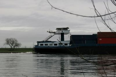 Ship on water against sky