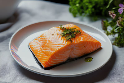 Close-up of sushi in plate on table