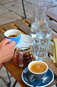 Close-up of coffee cup on table