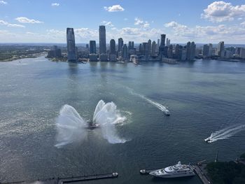 High angle view of cityscape against sky
