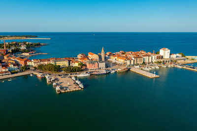 Aerial photo of umag town, istra, croatia