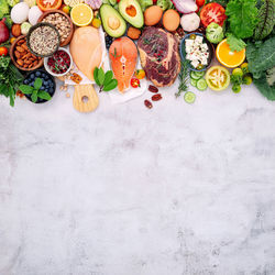 High angle view of fruits on table