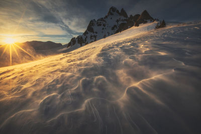 Wintertime at altitude in the carpathian mountains.