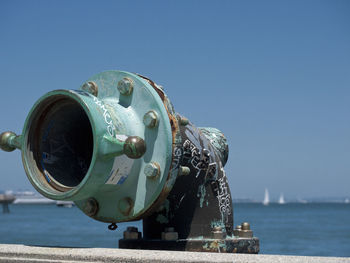 Close-up of water against blue sky