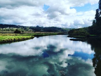 Scenic view of lake against sky