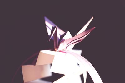Close-up of illuminated lighting equipment against black background