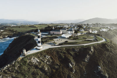 Ortiguera light tower from aerial view