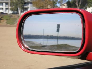 Close-up of side-view mirror