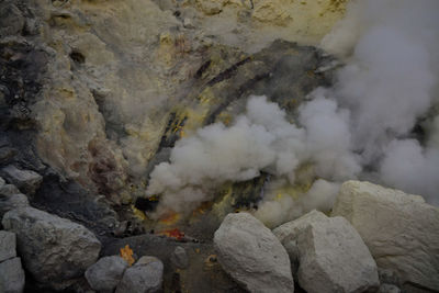 Scenic view of volcanic mountain