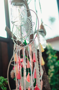 Low angle view of decoration hanging outdoors