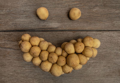High angle view of eggs on table