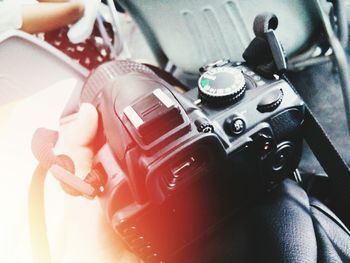 Close-up of hand holding toy car