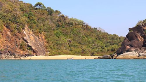 Scenic view of sea against clear sky