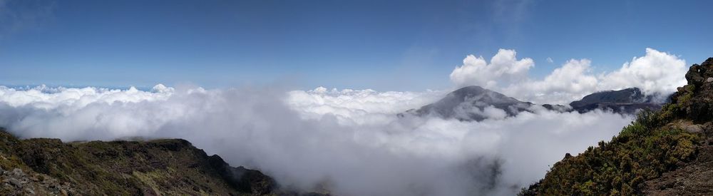 Panoramic view of majestic mountains against sky