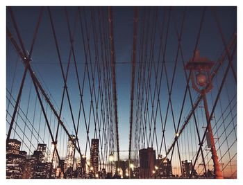 Low angle view of suspension bridge