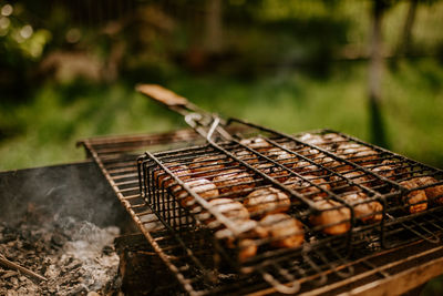 Close-up of barbecue grill