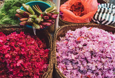 Various flowers for sale at market