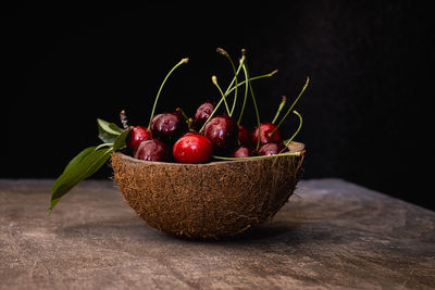 Close-up of strawberries in bowl