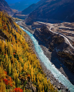 High angle view of river in valley